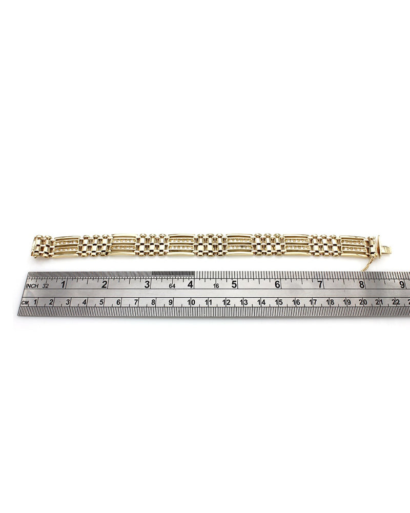 Gentlemans Alternating Link Diamond Bracelet