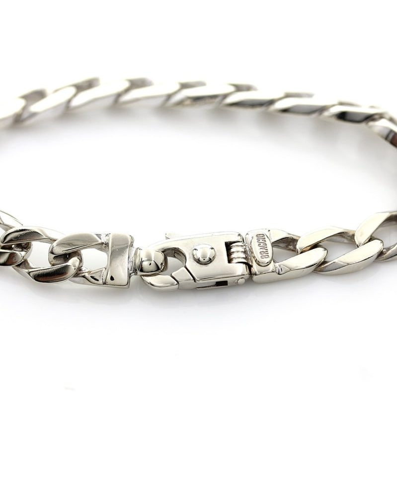 Gentlemans Curb Link Bracelet in White Gold