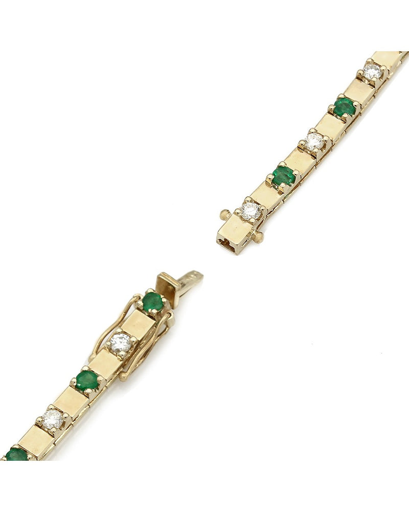 Alternating Emerald and Diamond Inline Bracelet