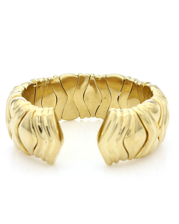 Custom Link Flexible Cuff in Yellow Gold