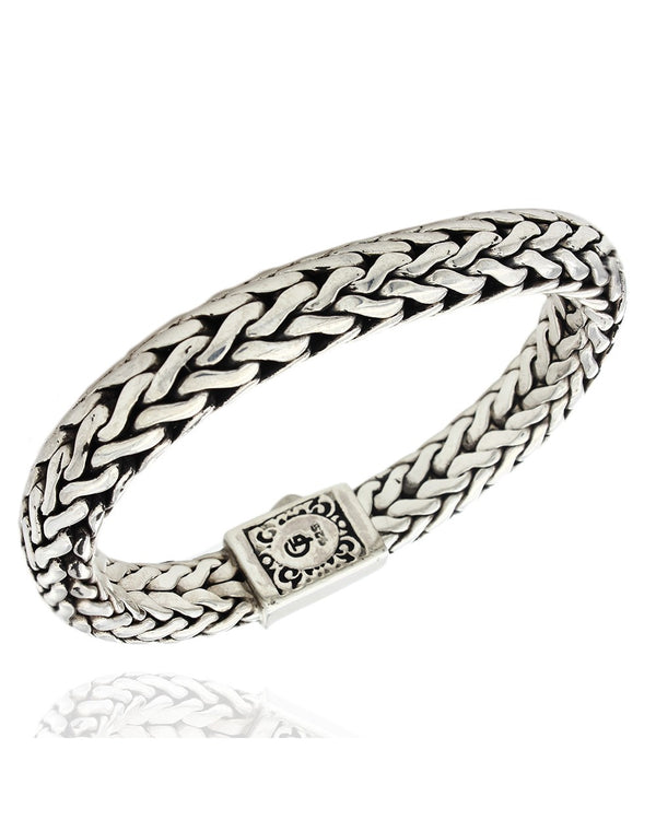 Foxtail Link Bracelet with Antique Details in Silver