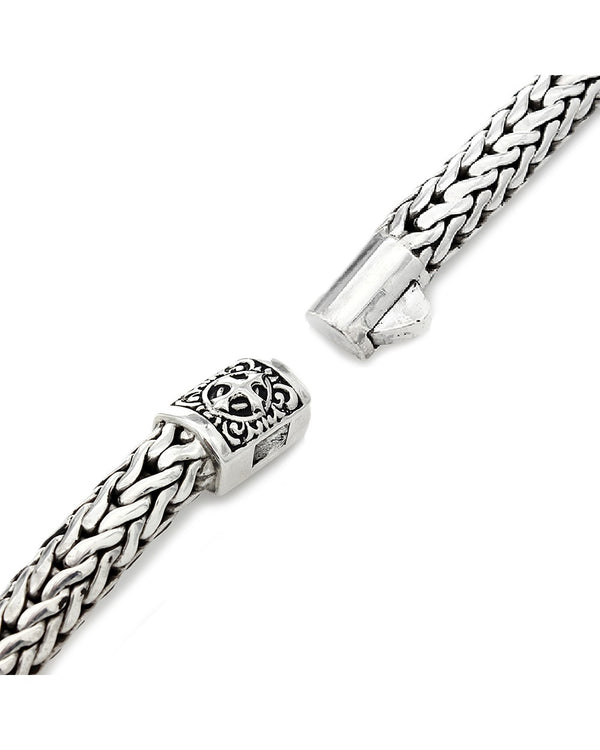 Foxtail Link Bracelet with Antique Details in Silver