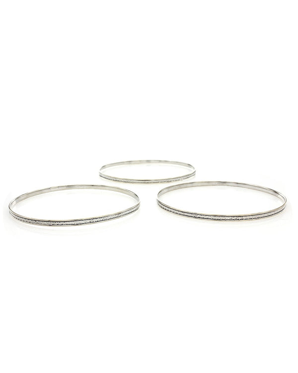 Diamond Cut Bangle Bracelets in White Gold