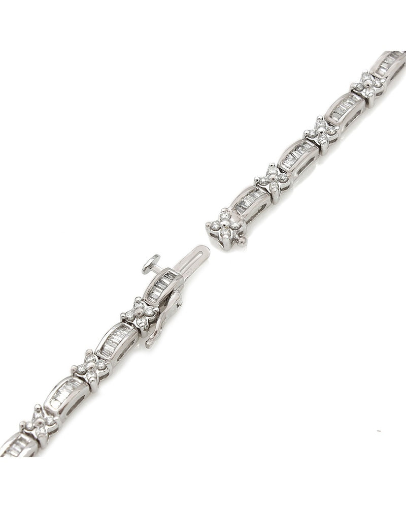 Alternating Round and Baguette Diamond Inline Bracelet