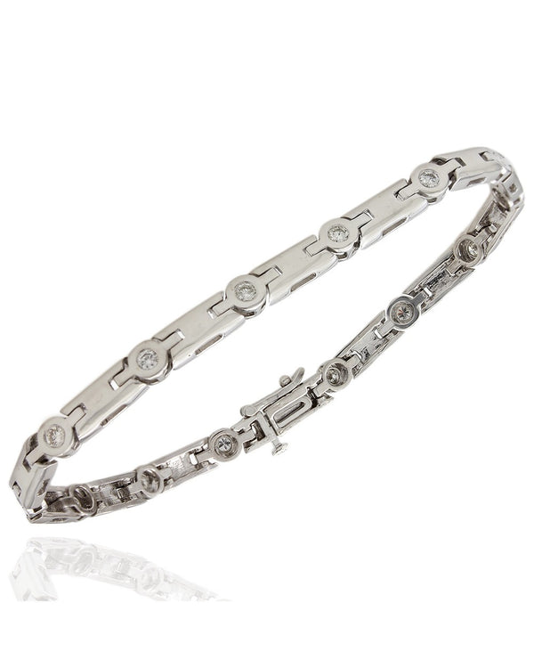 Alternating Diamond and Rectangular Link Inline Bracelet