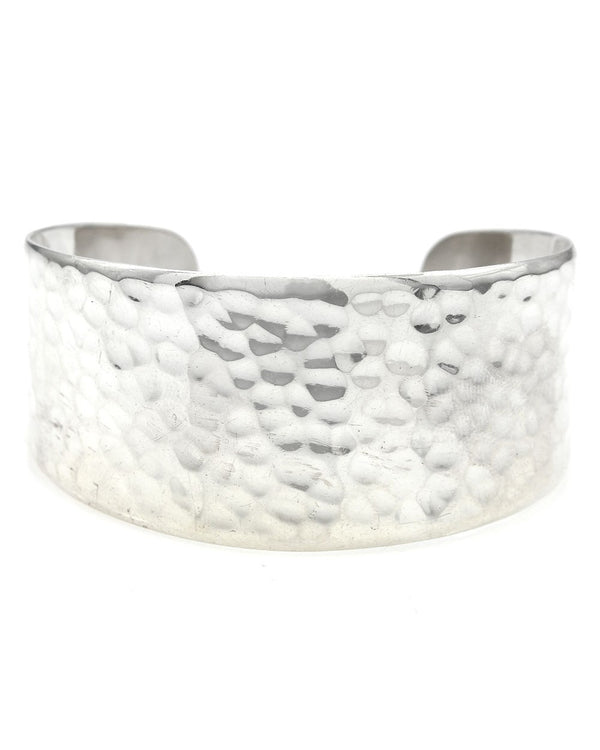 Hammered Cuff Bracelet in Silver