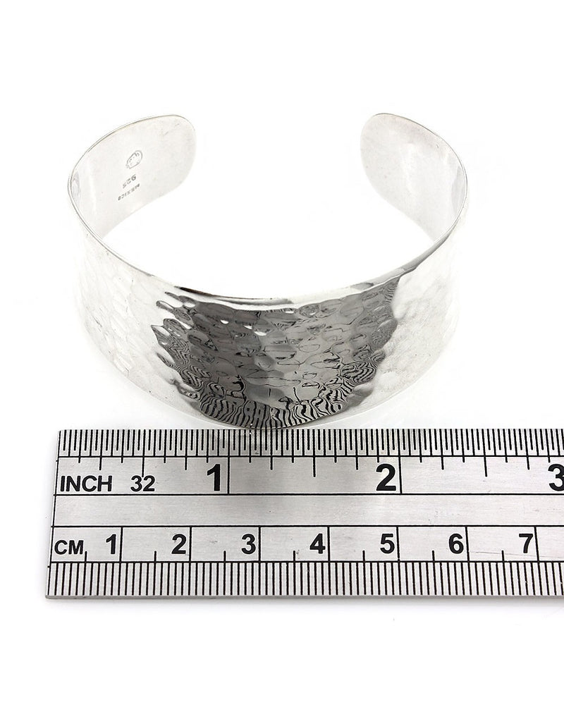 Hammered Cuff Bracelet in Silver