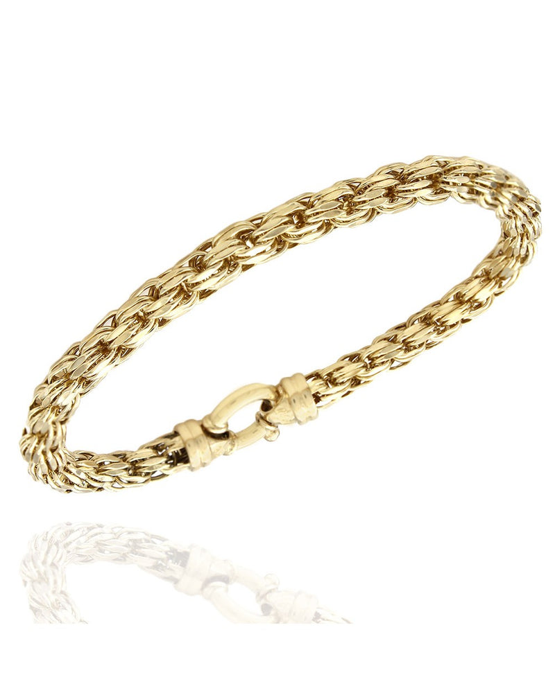 Twisted Double Rolo Link Bracelet in Yellow Gold