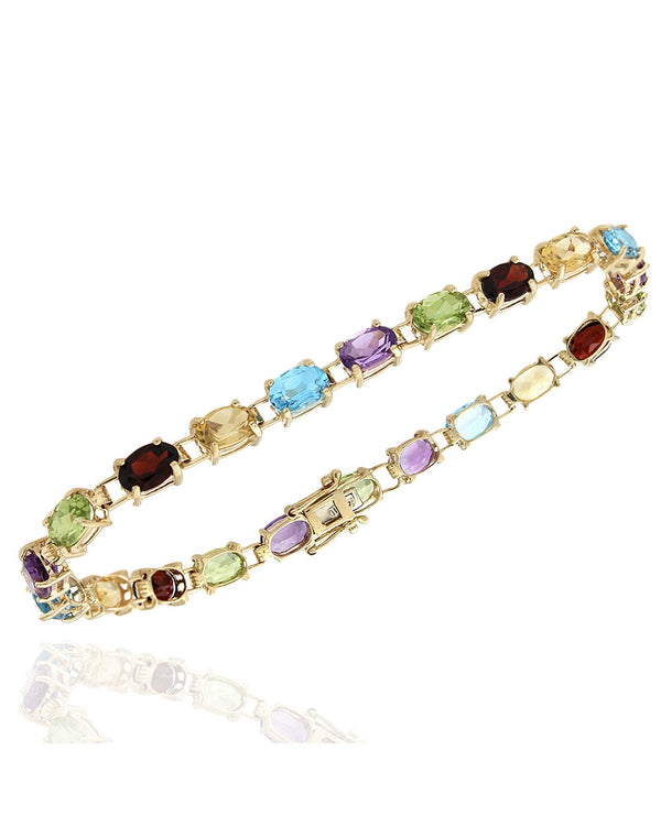 Multi Color Gemstone Inline Bracelet