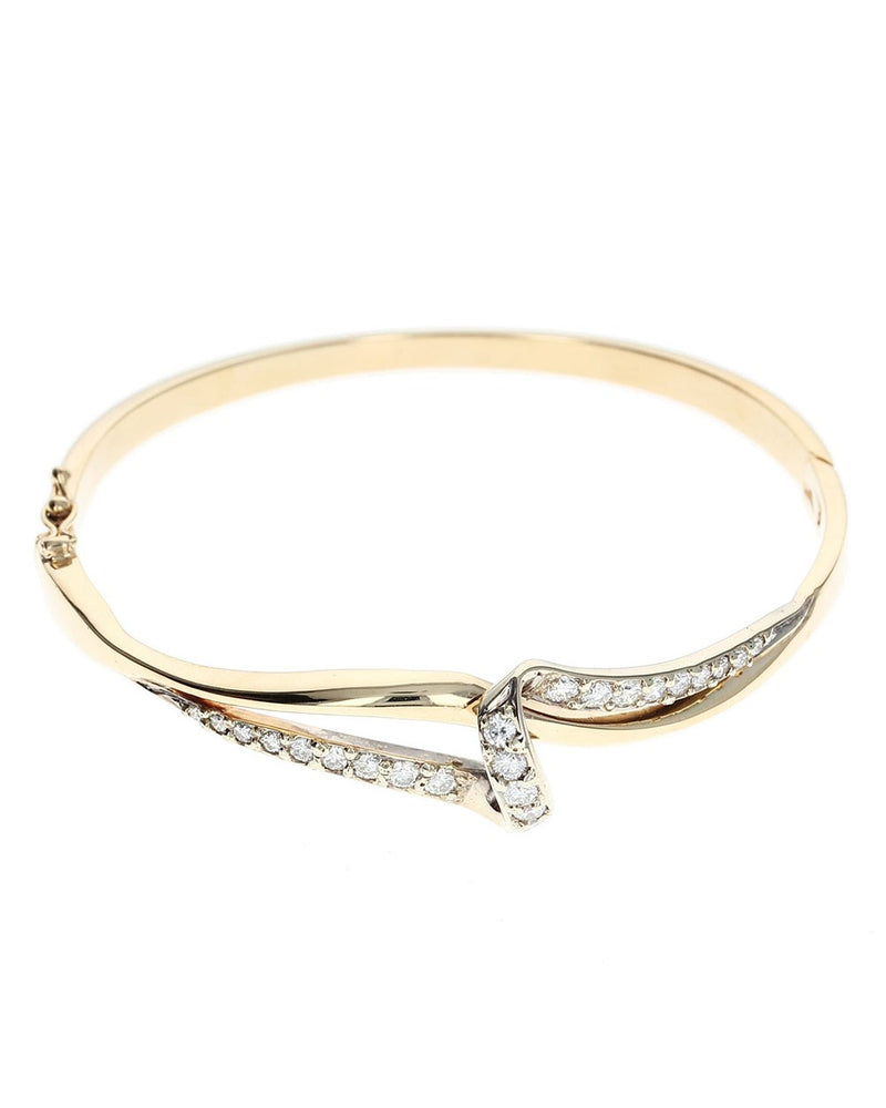 Diamond Crossover Ribbon Bangle Bracelet