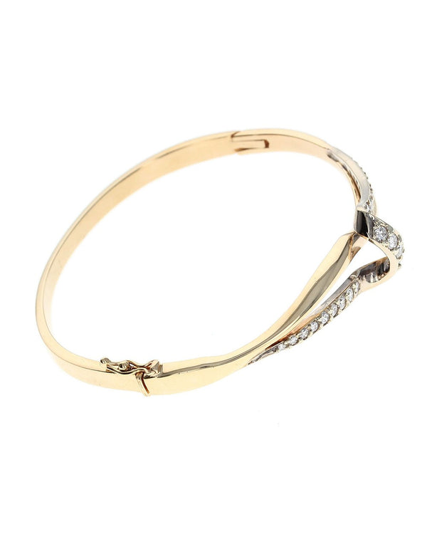 Diamond Crossover Ribbon Bangle Bracelet