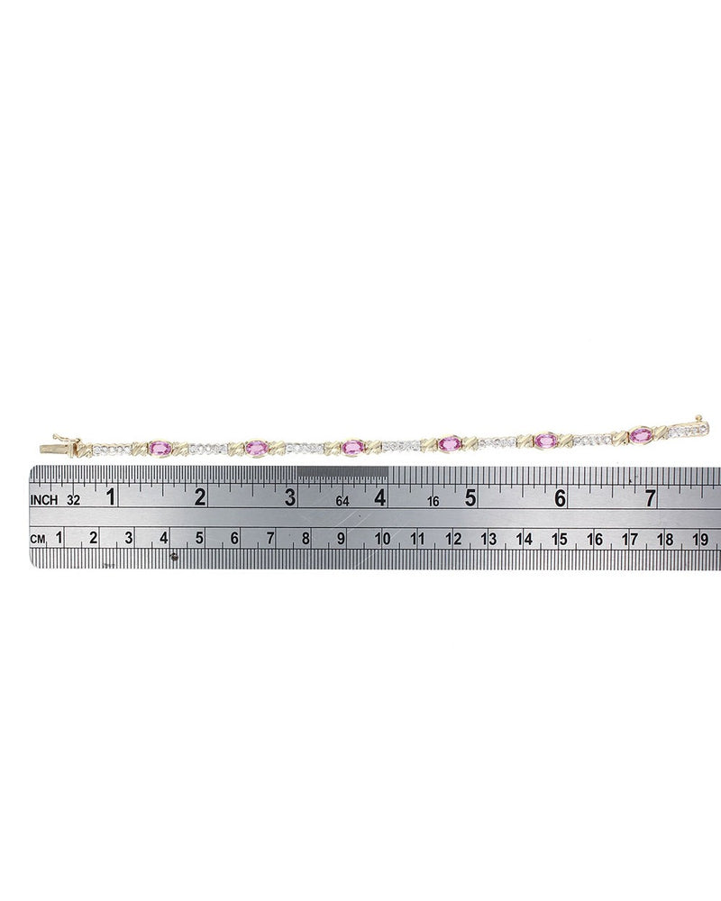 Pink Sapphire and Diamond Inline Bracelet