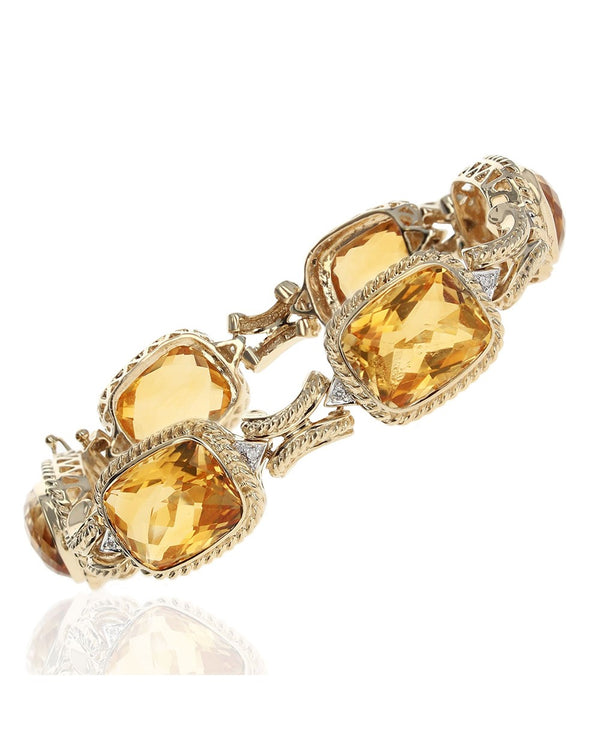 Fancy Cut Citrine and Diamond Accent Bracelet