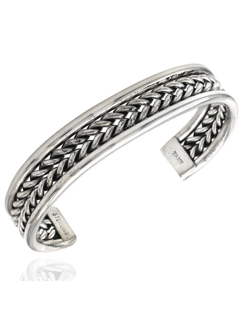 Open Braid Cuff Bracelet in Sterling Silver