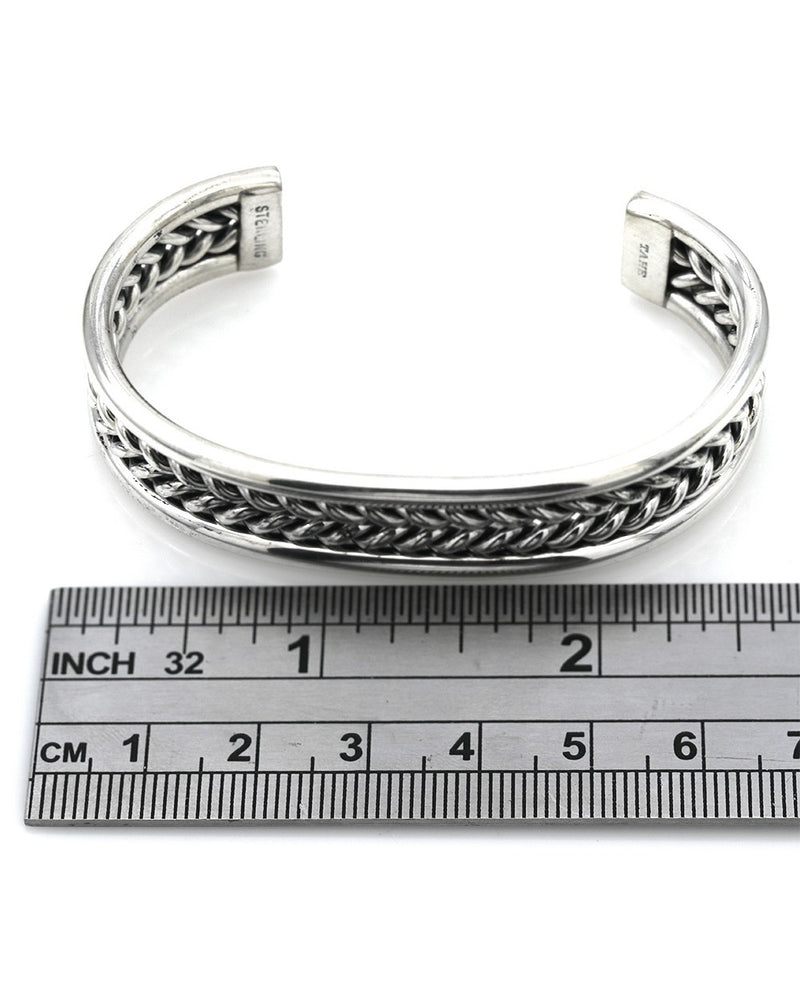 Open Braid Cuff Bracelet in Sterling Silver