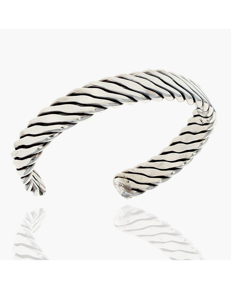 Antiqued Diagonal Grooved Cuff