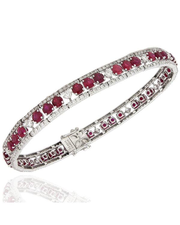 Alternating Ruby and Diamond Bracelet