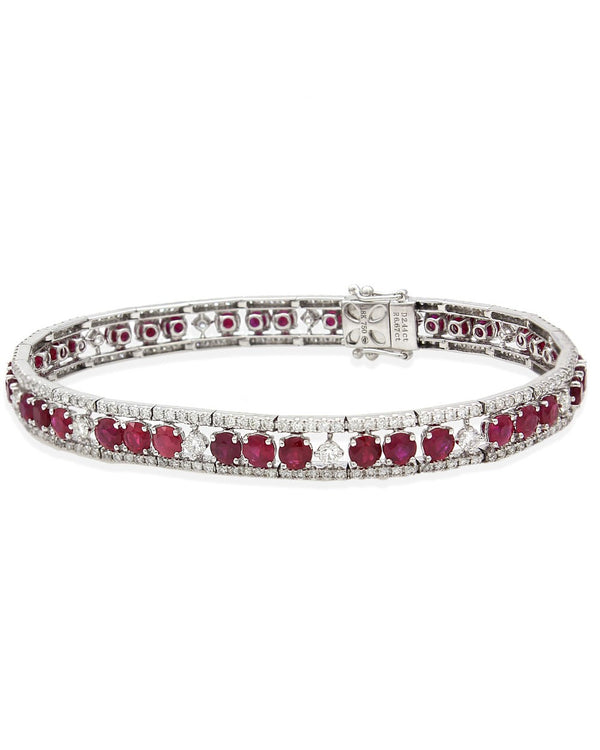 Alternating Ruby and Diamond Bracelet