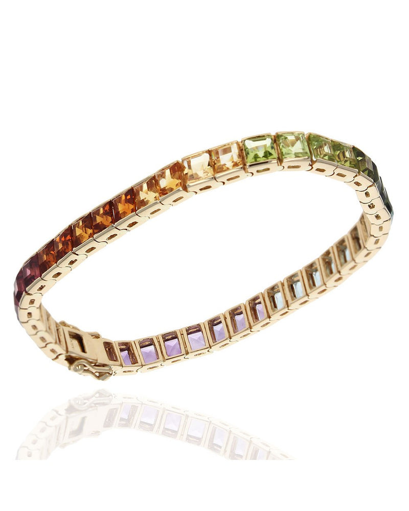 Rainbow Multi Gemstone Bracelet in 18K Yellow Gold