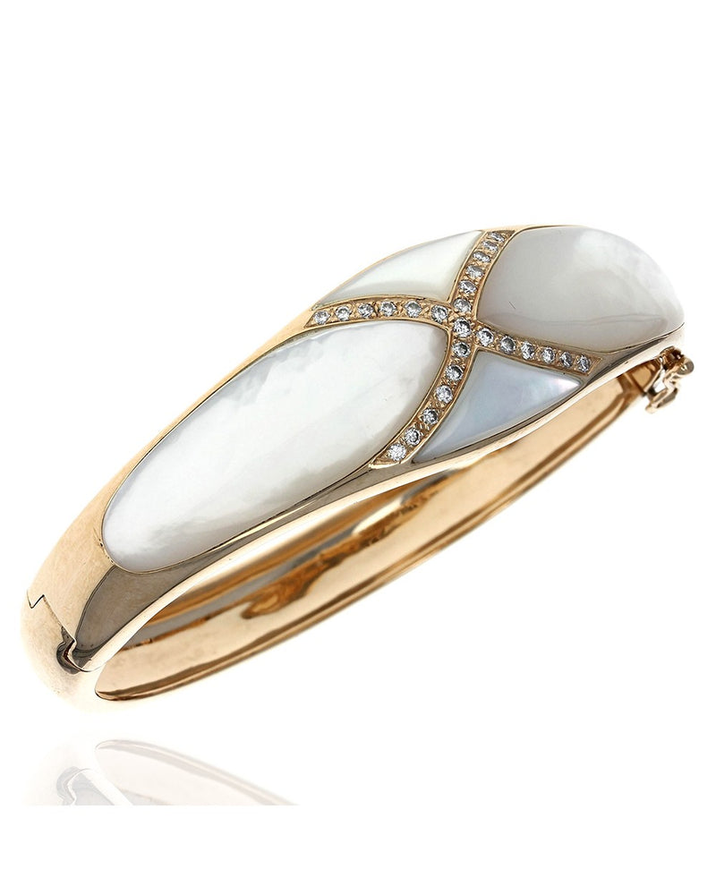 Kabana Mother of Pearl and Diamond Bangle Bracelet