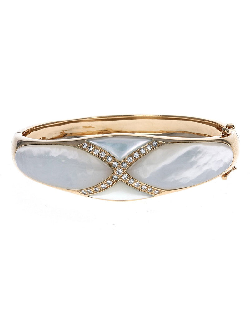 Kabana Mother of Pearl and Diamond Bangle Bracelet