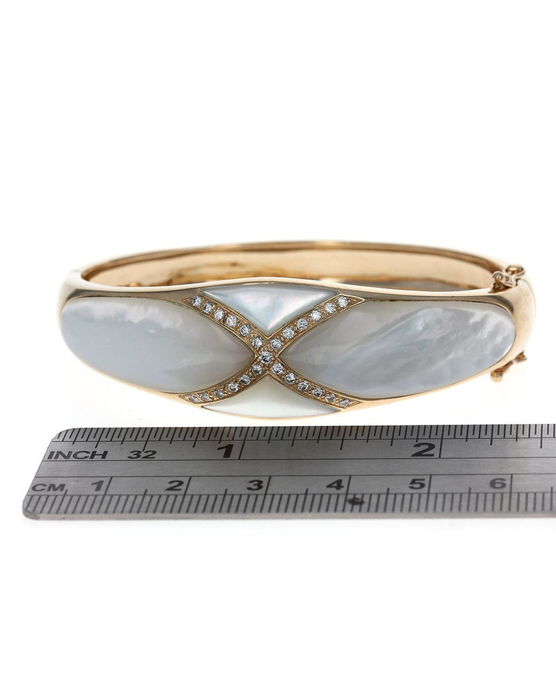 Kabana Mother of Pearl and Diamond Bangle Bracelet