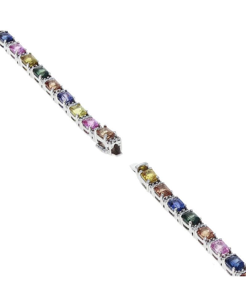 Multi Color Sapphire, Topaz and Diamond Inline Bracelet