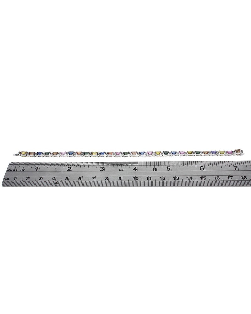 Multi Color Sapphire, Topaz and Diamond Inline Bracelet