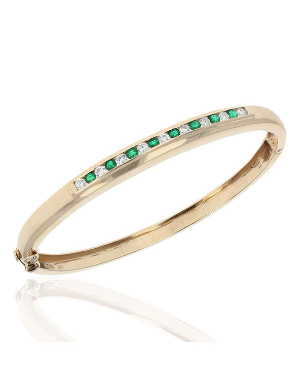 0.56ctw Emerald and 0.49ctw Diamond Bracelet in 14K Yellow Gold