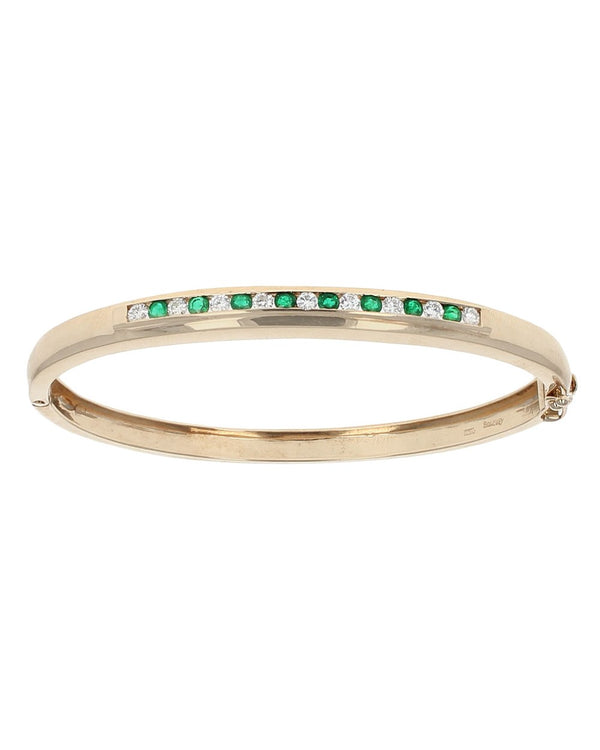 0.56ctw Emerald and 0.49ctw Diamond Bracelet in 14K Yellow Gold