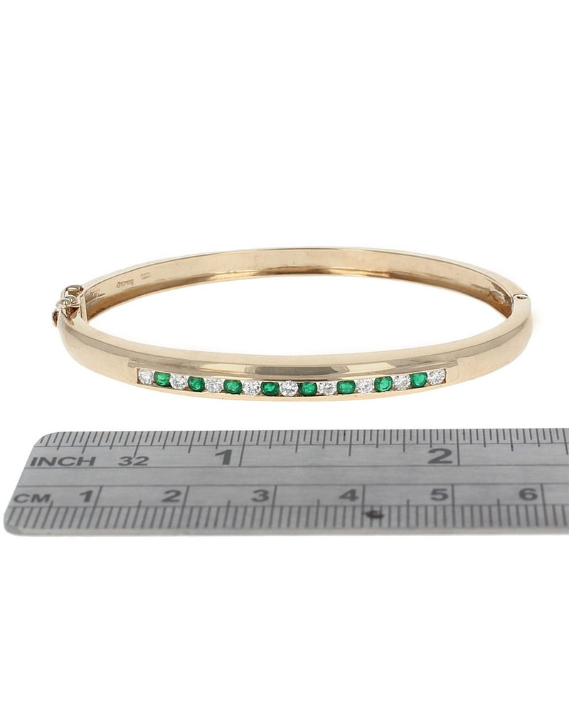 0.56ctw Emerald and 0.49ctw Diamond Bracelet in 14K Yellow Gold