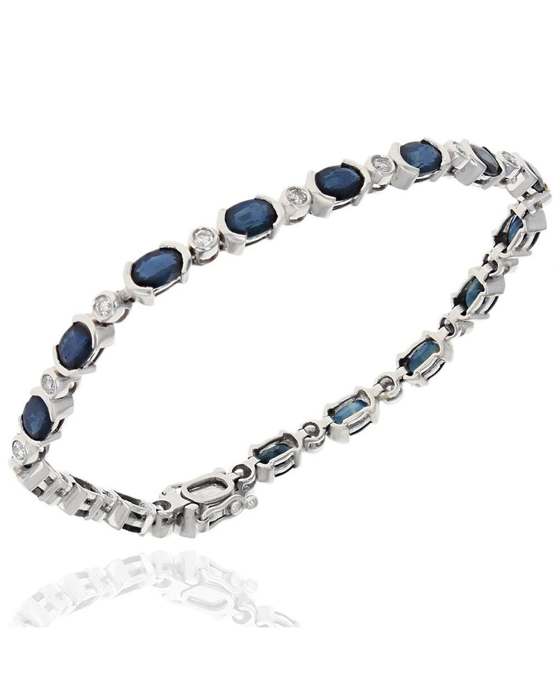 Alternating Sapphire and Diamond Inline Bracelet