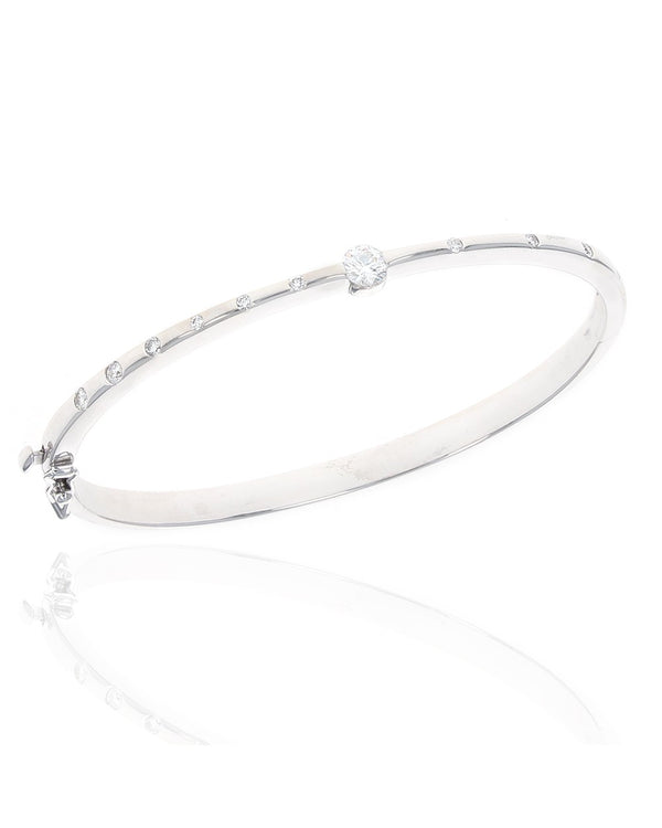 Diamond Hinged Bangle Bracelet in White Gold