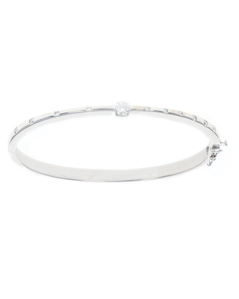 Diamond Hinged Bangle Bracelet in White Gold