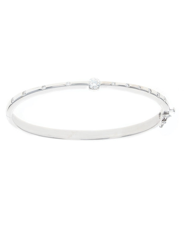 Diamond Hinged Bangle Bracelet in White Gold