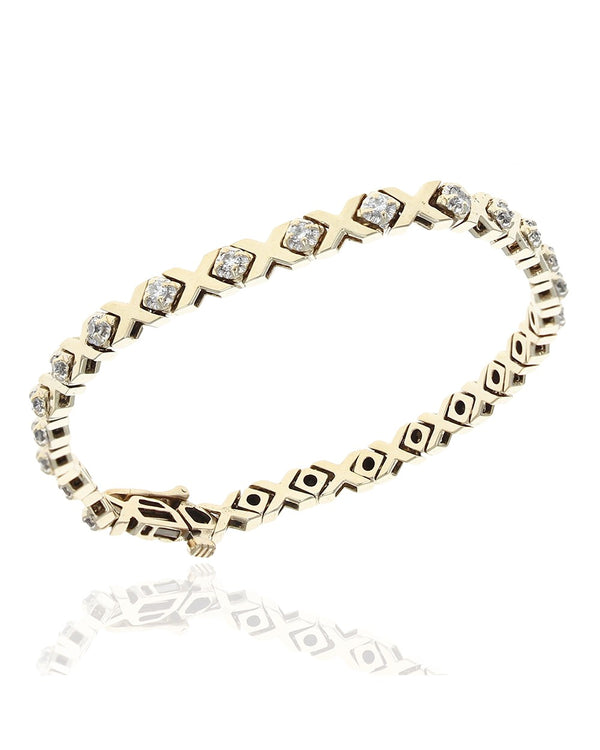 Diamond X Inline Bracelet in Yellow Gold