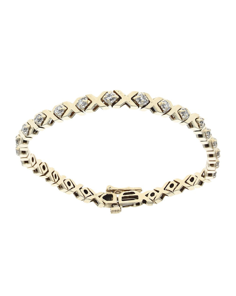 Diamond X Inline Bracelet in Yellow Gold