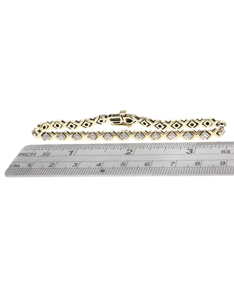 Diamond X Inline Bracelet in Yellow Gold