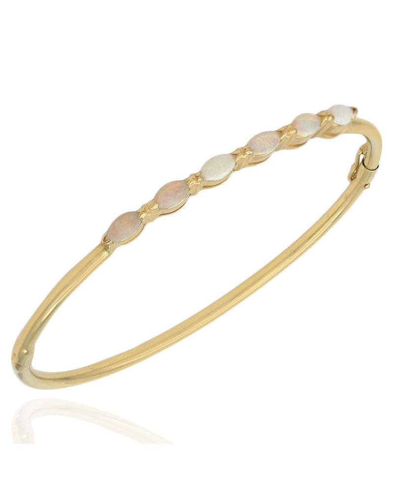 Marquise Opal Hinged Bangle Bracelet