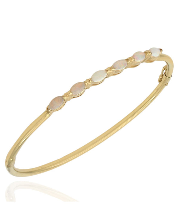 Marquise Opal Hinged Bangle Bracelet