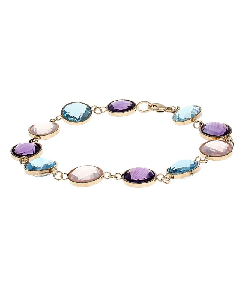 Amethyst, Riose Quartz and Blue Topaz Bracelet