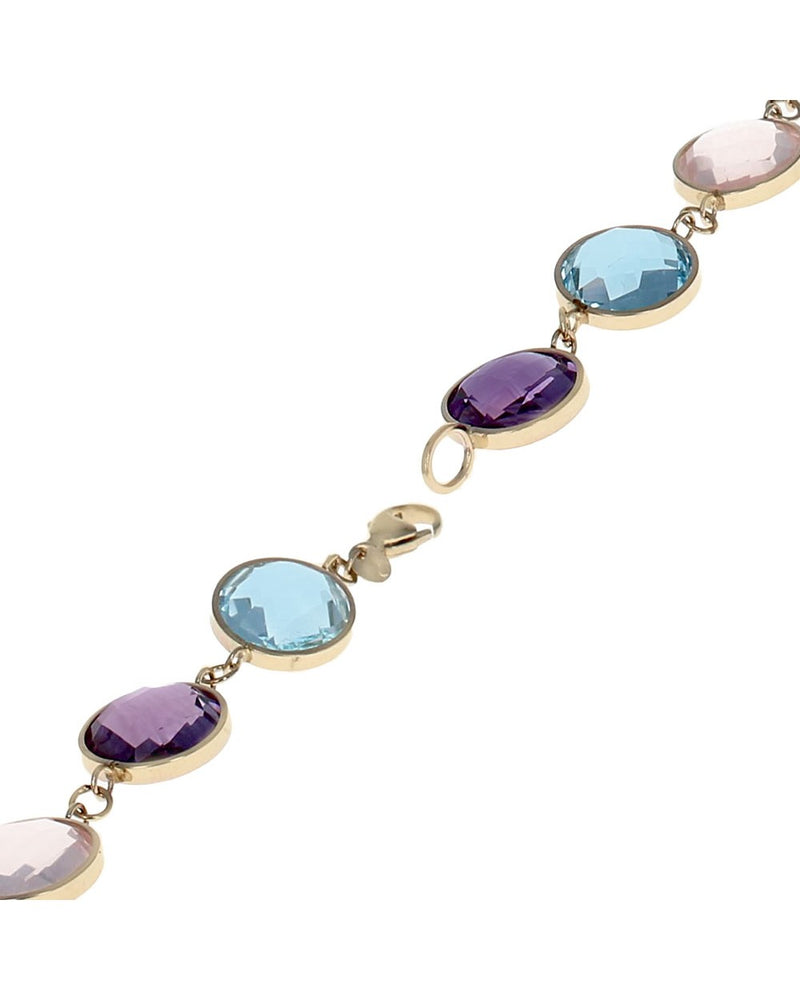 Amethyst, Riose Quartz and Blue Topaz Bracelet