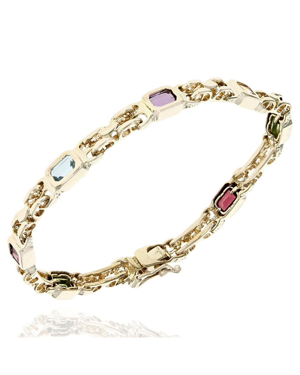 Multi Gem Station Link Bracelet