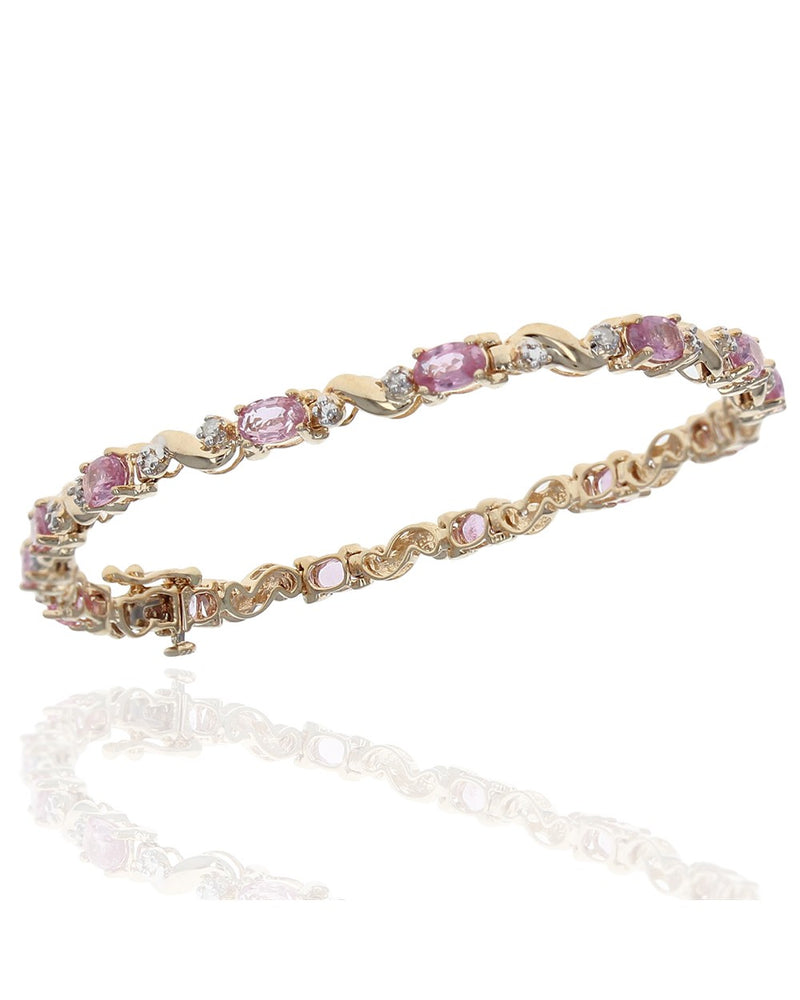 Pink Sapphire and Diamond Inline Bracelet