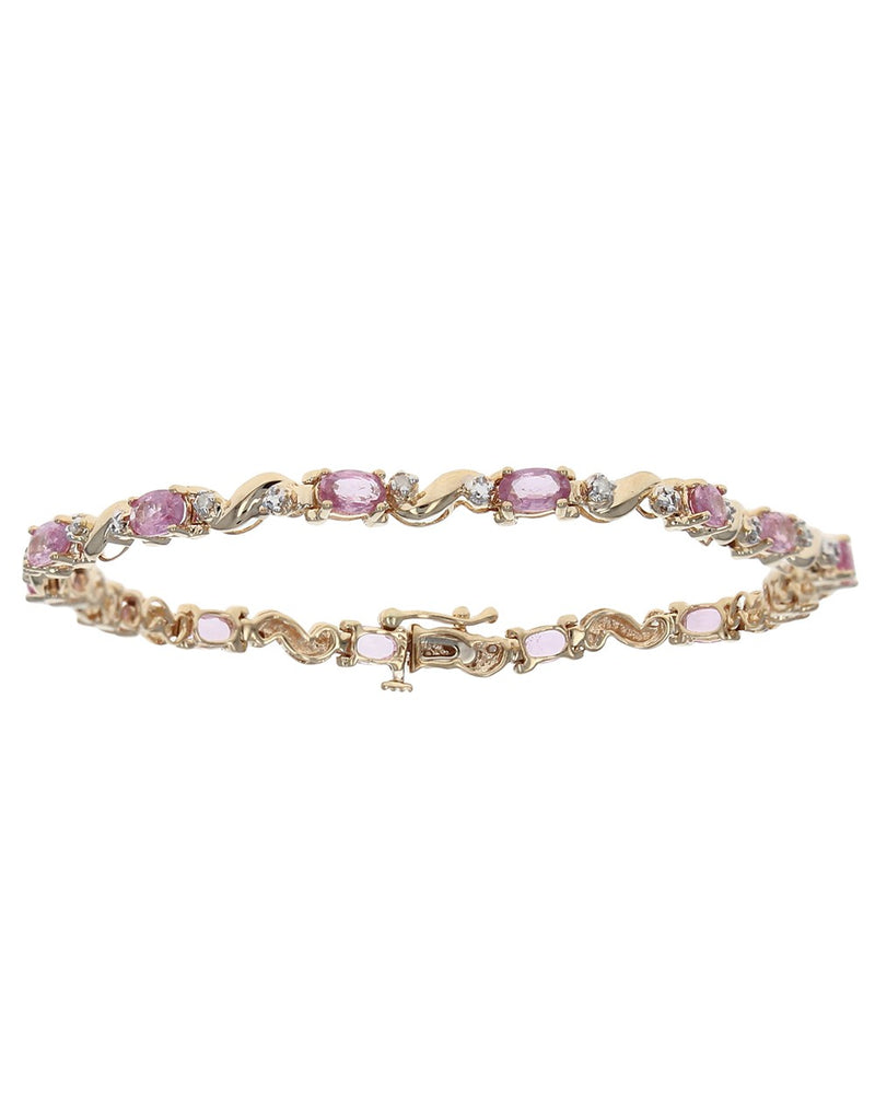 Pink Sapphire and Diamond Inline Bracelet