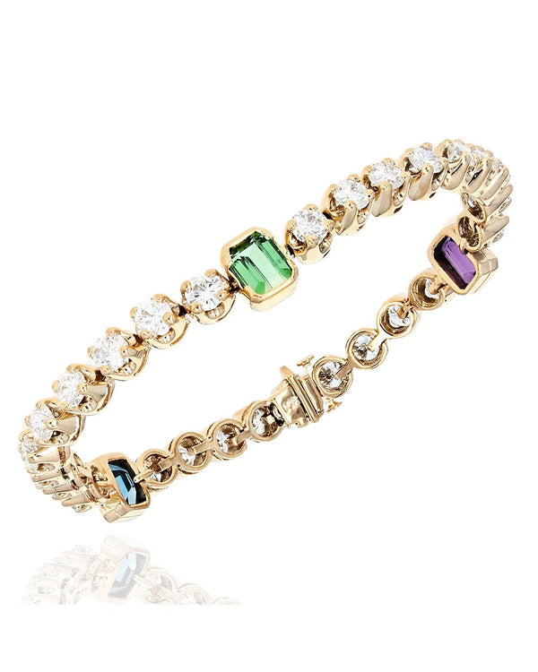 Diamond, Topaz, Amethyst and Green Tourmaline Bracelet