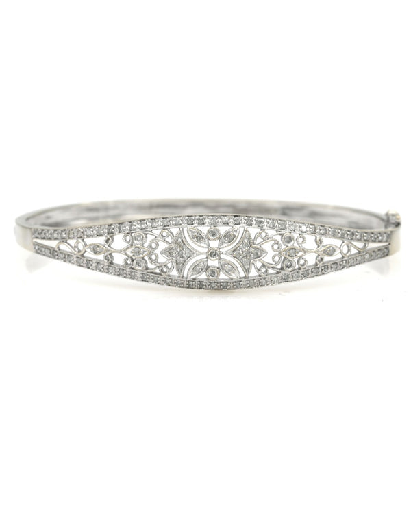 Vintage Diamond Tapered Hinged Bangle Bracelet