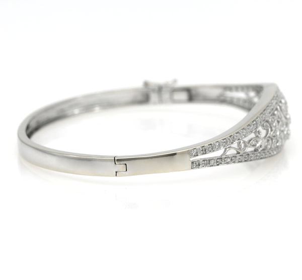 Vintage Diamond Tapered Hinged Bangle Bracelet