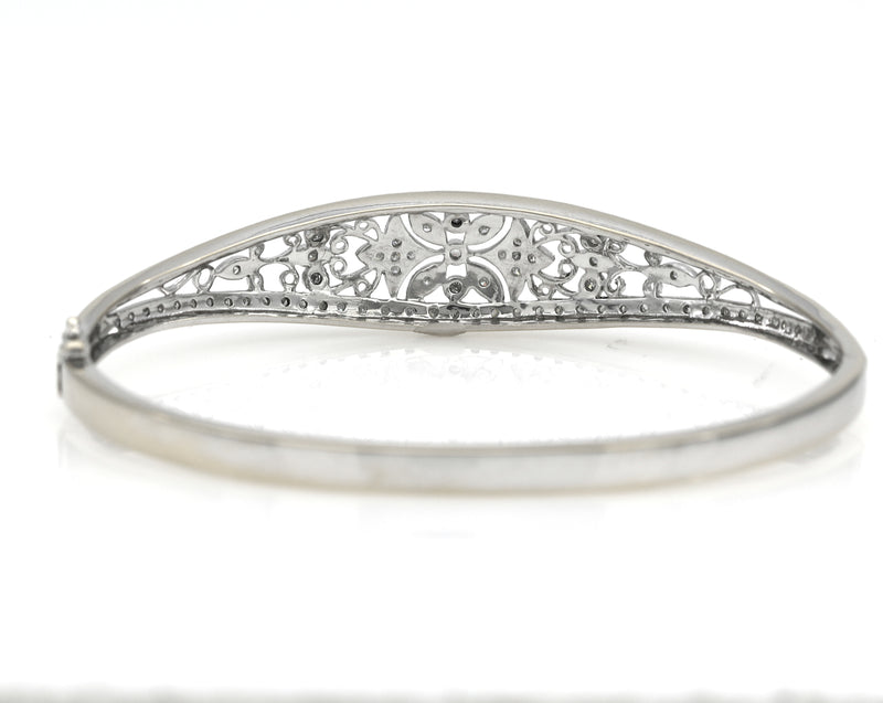 Vintage Diamond Tapered Hinged Bangle Bracelet