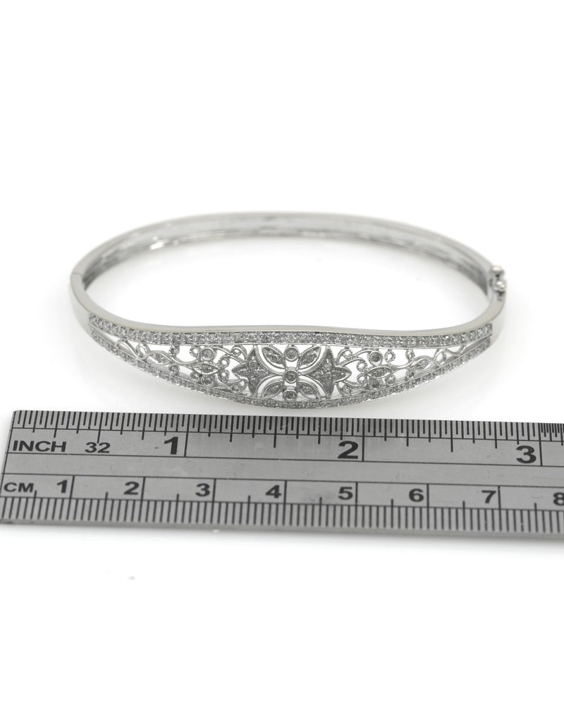 Vintage Diamond Tapered Hinged Bangle Bracelet